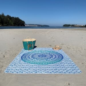 TAPIZ MANDALA PLAYA TURQUESA